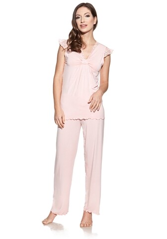 Pizsama hosszú nadrággal nőknek, Luisa Moretti, 1115, 100% bambusz, rózsaszín, 34/36 méret - S