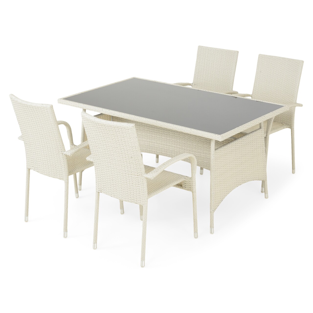 Presley Kerti/terasz szett, asztal+ 4 szék, acél, szürke