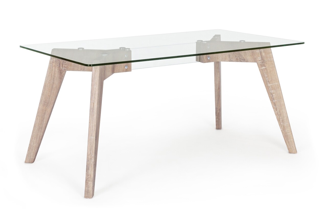 Aryan Kenya Asztal, Bizzotto, 160 x 90 x 76 cm, MDF/edzett üveg