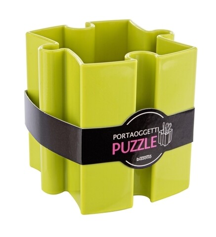 Puzzle írószertartó, Bizzotto, 10x9,5x10 cm, zöld