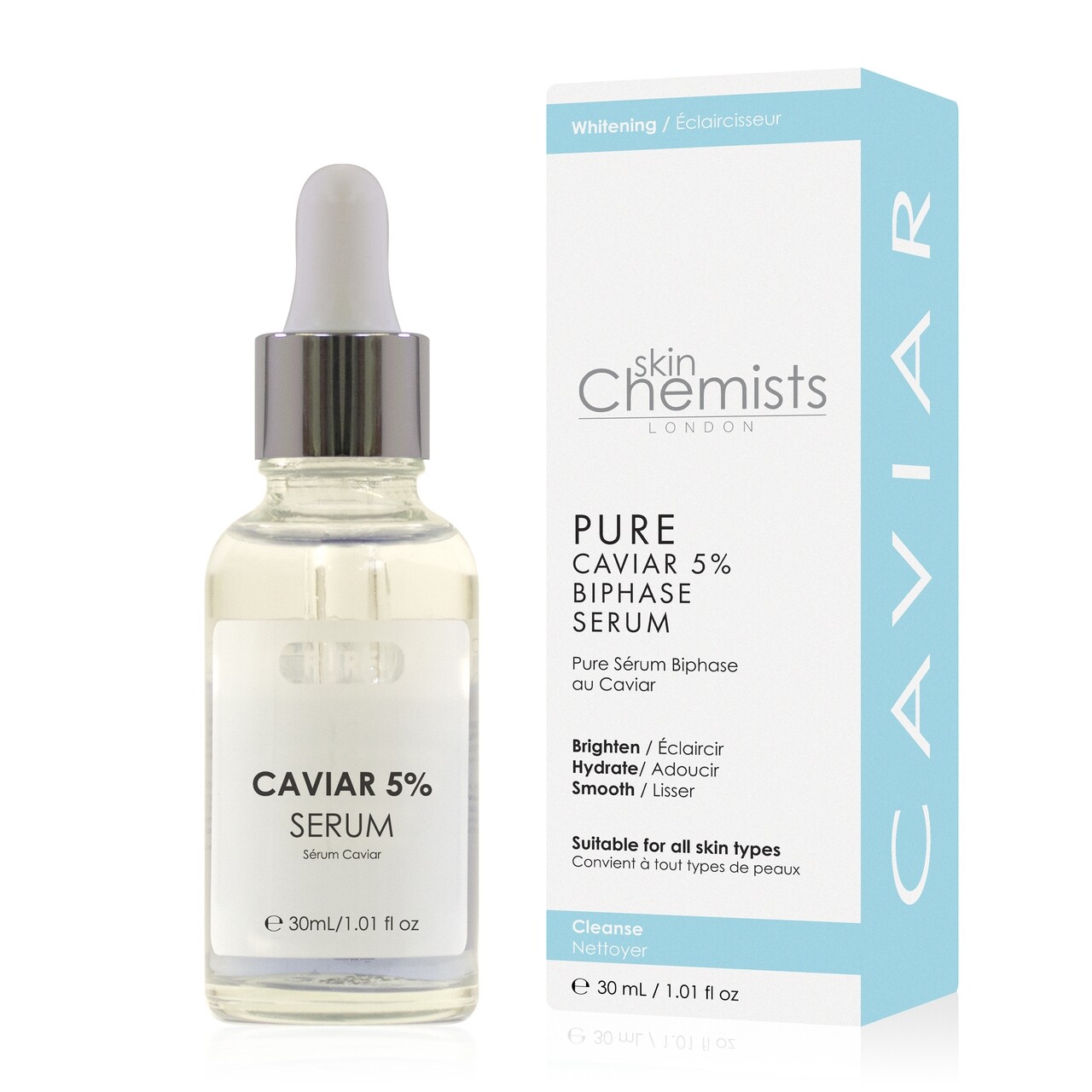 Kétfázisú Bőrszérum, SkinChemists, Pure Caviar 5% Biphase Szérum, 30 Ml