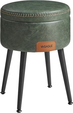 Zsámoly tárolóhellyel és megfordítható lappal Ekho, Vasagle, Ø32 x 44 cm, max 150 kg, öko bőr/acél, erdőzöld