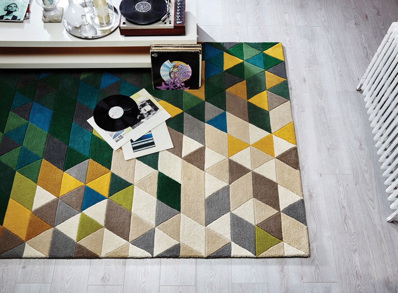 Flair rugs illusion prism green / multi szőnyeg, flair szőnyegek, 160 x 220 cm, 100% gyapjú, többszínű