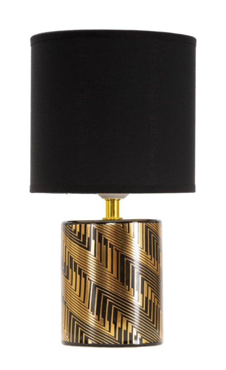 Glam Dark Éjjeli lámpa, Mauro Ferretti, 1 x E27, 40W, Ø 15x28 cm, kerámia, fekete/aranyszín