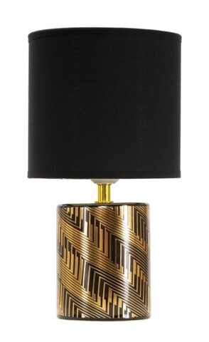 Glam Dark Éjjeli lámpa, Mauro Ferretti,  1 x E27, 40W, Ø 15x28 cm, kerámia, fekete/aranyszín