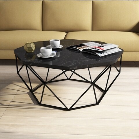 Diamond Black Dohányzóasztal, Hommy Craft, 90x90x38 cm, fekete