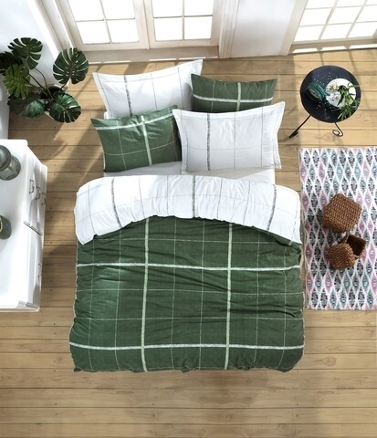 Maya Kétszemélyes Ágynemű, EnLora Home, 4 db, 240x260 cm, ranforce pamut, zöld