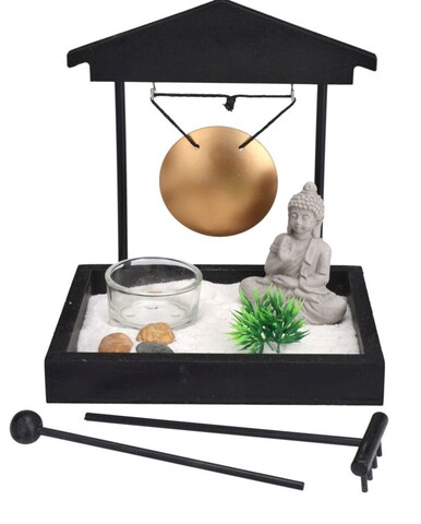 Buddha zen garden Gyertyatartó, 12x15x16.5 cm, MDF, fekete