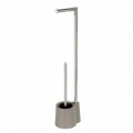 Allstar Girona WC-papír tartó és WC kefe, Wenko, 16 x 69,5 cm, rozsdamentes acél / polipropilén, taupe