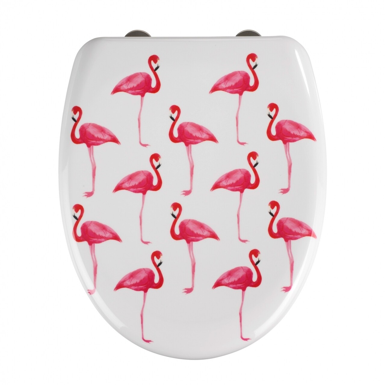 WC-fedél Automatikus Leeresztő Rendszerrel Flamingo, Wenko, 45 X 38 Cm, Duroplast, Fehér / Rózsaszín