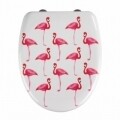 WC-fedél automatikus leeresztő rendszerrel Flamingo, Wenko, 45 x 38 cm, duroplast, fehér / rózsaszín