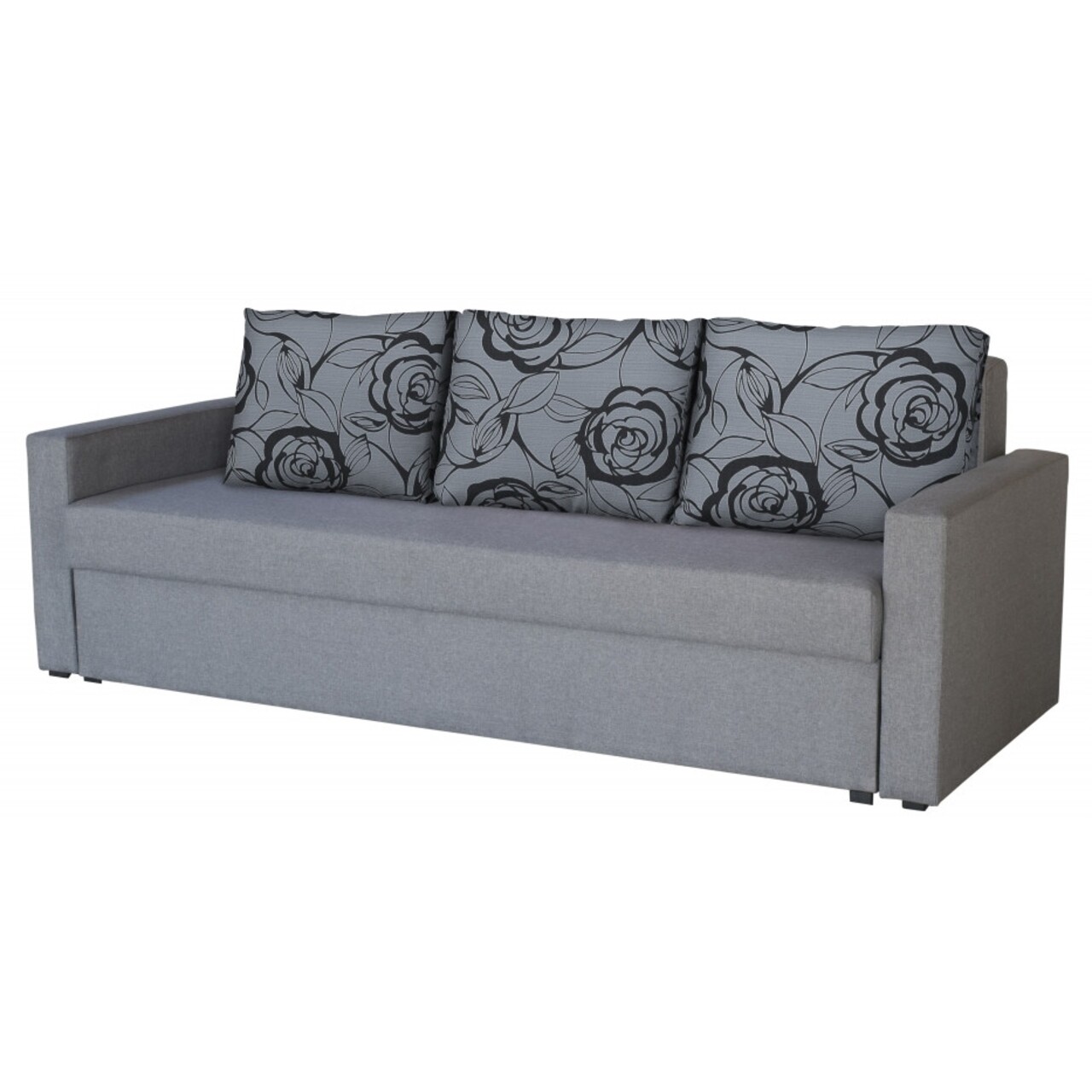 Firenze Grey Flower Kihúzható kanapé 218x85x85 cm, tárolóládával