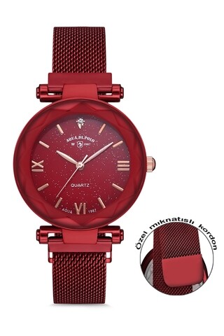 APSV1 - A5432 Női karóra, Aqua Di Polo, fém, piros
