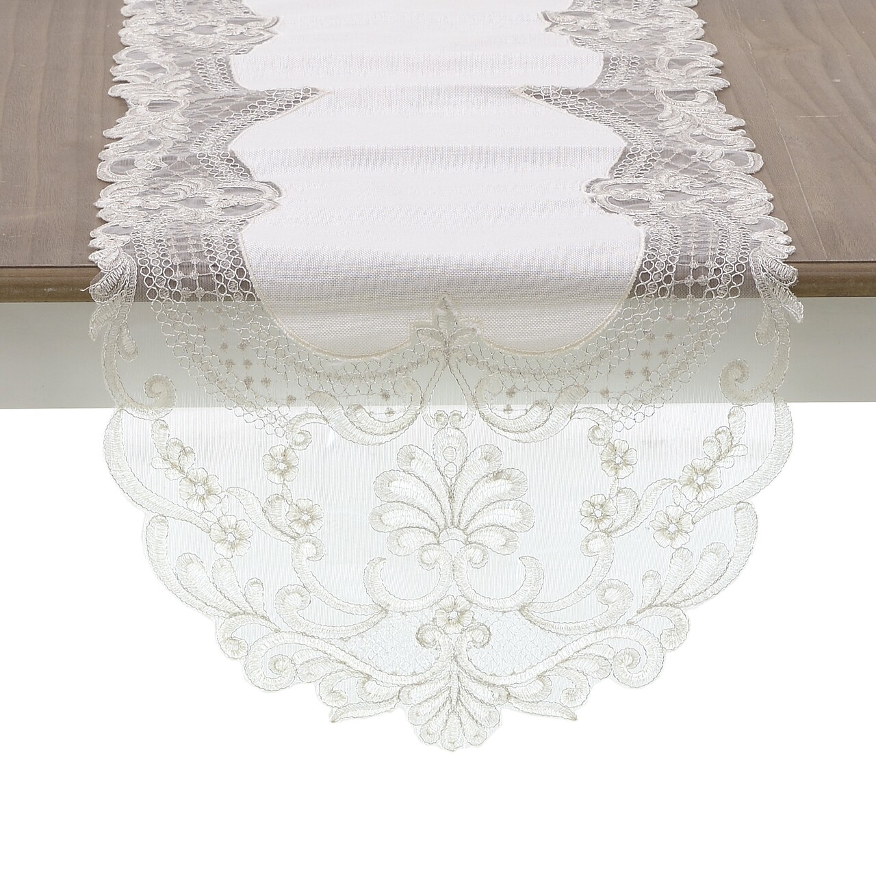 InArt Lace Grace asztali keresztléc, 40x100 cm, poliészter, krém