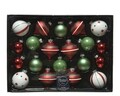 Doboz 20 vegyes gömbök Baubles mix, Decoris, üveg, ezüst / zöld