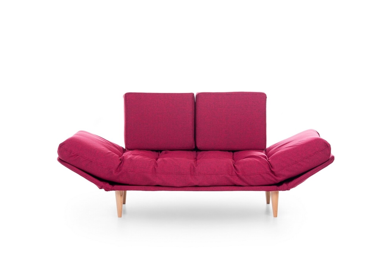 Nina Daybed Kihúzható Kanapé, Futon, 3 Személyes, 200x70 Cm, Fém, Sötétpiros