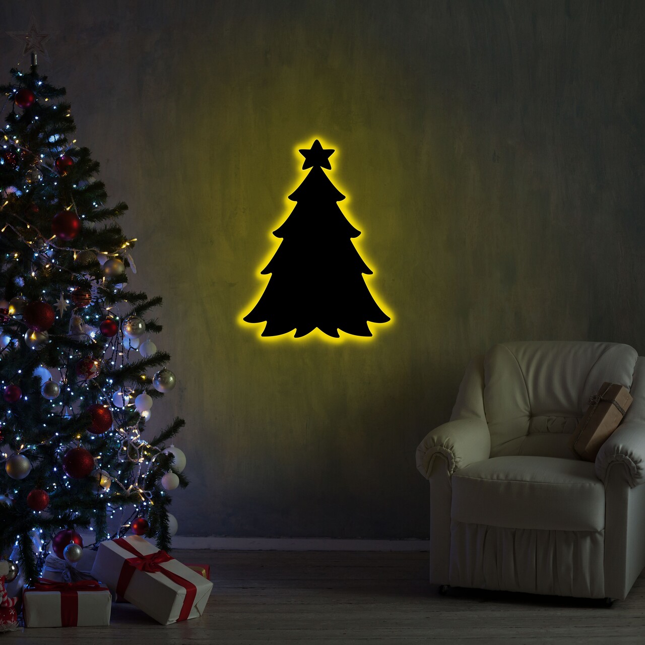 Christmas Pine 2 Fali lámpa , Neon Graph, 20x27 cm, sárga
