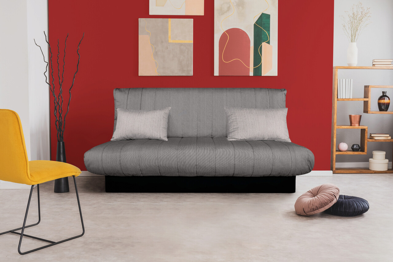 Bedora Click-Clack Felicity Kihúzható kanapé, 195x75x90 cm, térolóládával, textil huzat, sötétszürke
