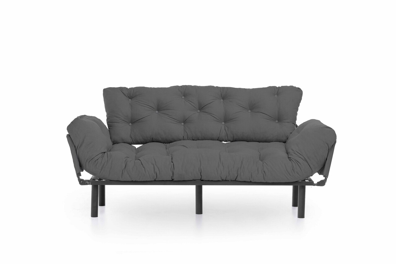 Kanapéágy  Nitta Triple, Futon, 3 ülőhely, 225x70 Cm, Fém, Szürke