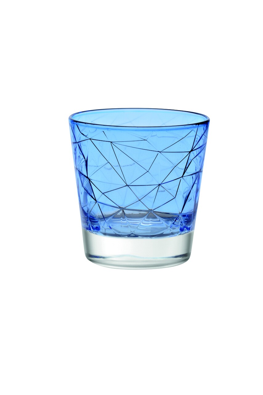 6 pohár whiskys készlet, Vidivi, Dolomitok, 370 ml, üveg, kék