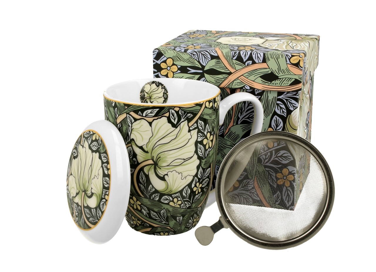 Csésze szűrővel, DUO, William Morris - Pimpernel, 380 ml, porcelán, többszínű