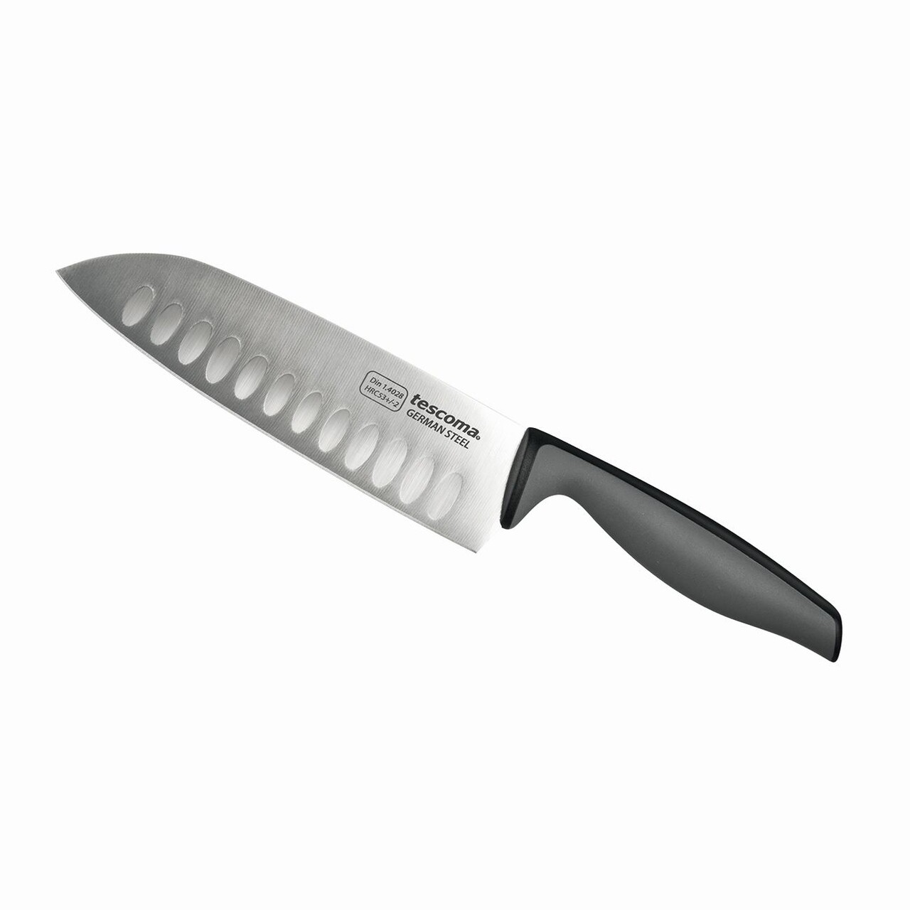 Értékes santoku kés, Tescoma, 16 cm, rozsdamentes acél / műanyag, szürke / fekete