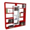 Biblioteca Wooden Art, Ample Red White, 125x135.7x22 cm