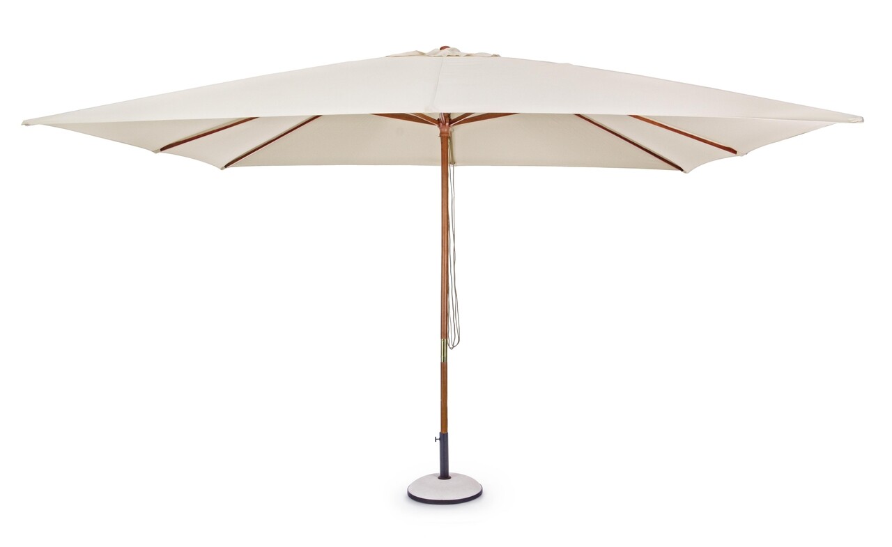 Syros Terasz/kerti napernyő, Bizzotto, 400 x 300 x 270 cm, oszlop Ø48 mm, fa/poliészter, természetes
