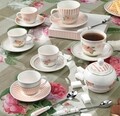 2 db-os csésze készlet teáslappal, bazsarózsa, Brandani, 150 ml, porcelán