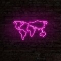World Map Fali lámpa, Neon Graph, 66x38x2 cm, rózsaszín