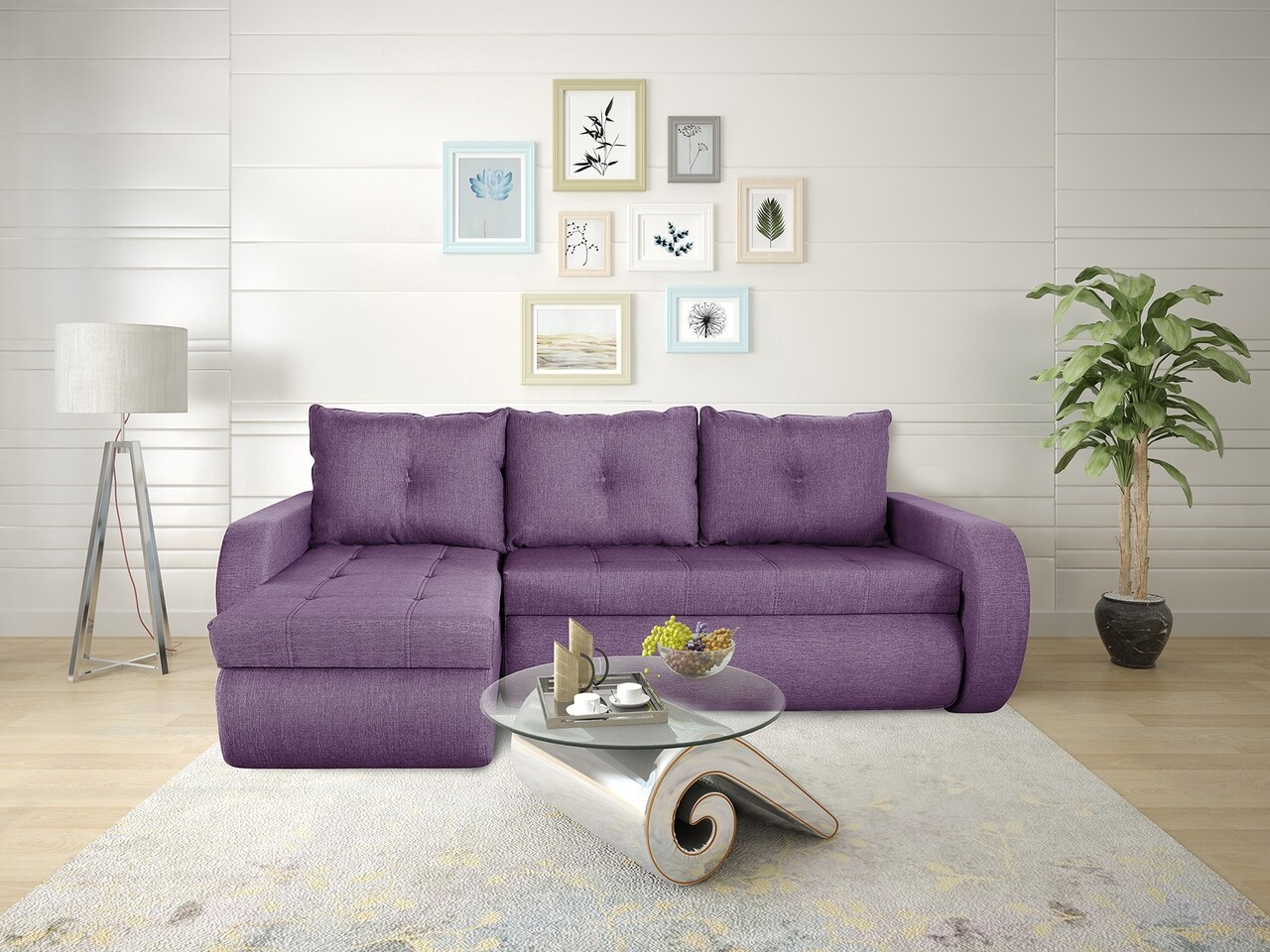 Bedora siena lux purple megfordítható saroksarok 243x141x81 cm, tárolódobozzal