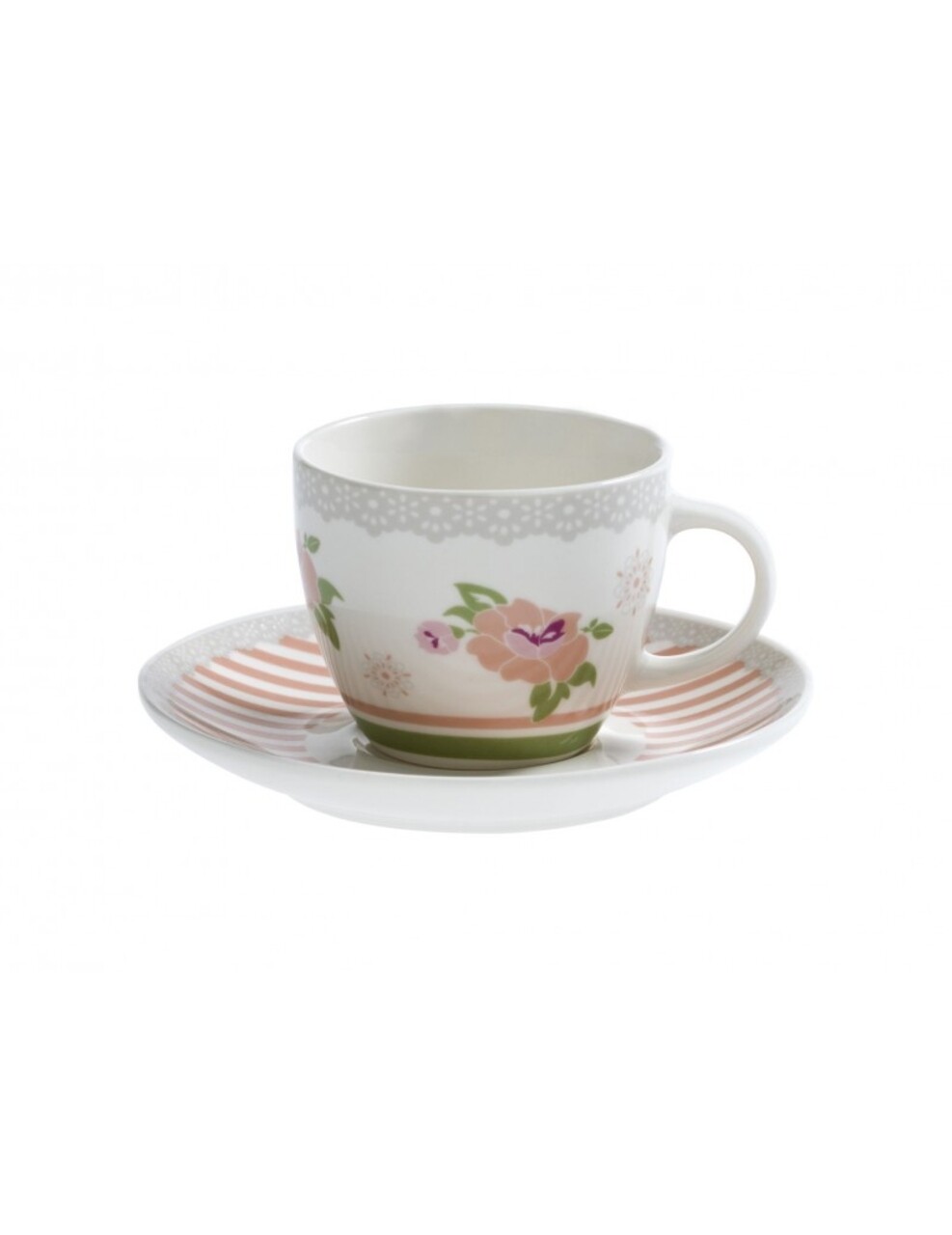 4 Db-os Csésze Kávés Tányérral, Nonna Rosa S, Brandani, 90 Ml, Porcelán