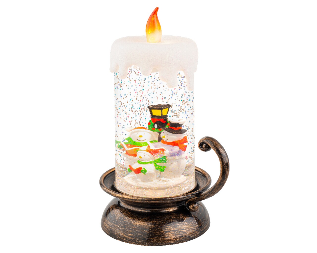 Candle w snowman family Fénydekoráció, Lumineo, 10.5x14x21.5 cm, műanyag, színes
