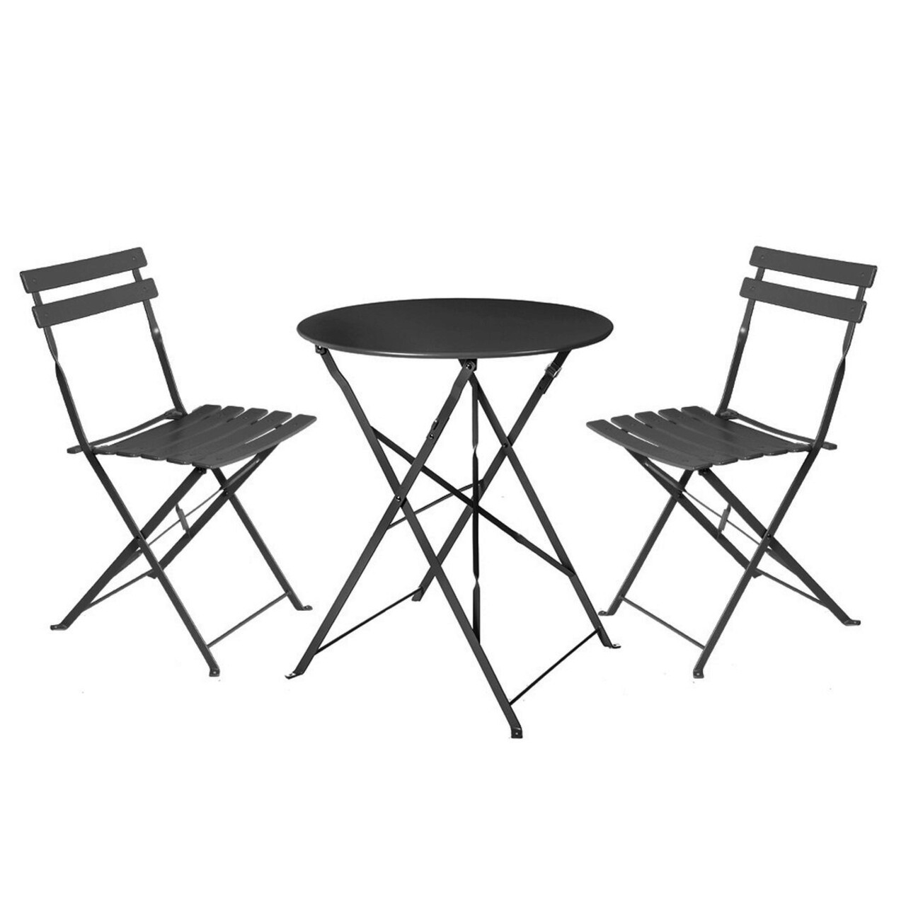 Sira 3 darabos Kerti bútor szett, 60 x 60 x 71 cm, acél, grafitszürke