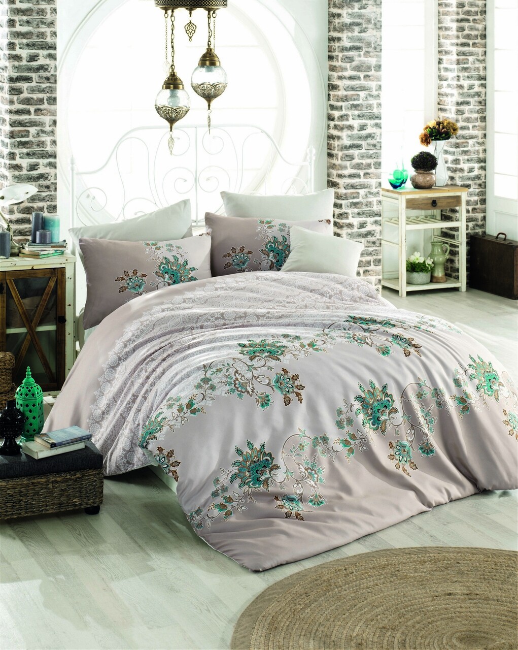 Azra dupla ágynemű, Pearl Home, 4 db, 220x240 cm, ranforce pamut, barna