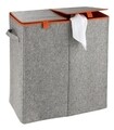Wenko, Duo Felt Orange Szennyeskosár 2 rekeszes, 82 L, poliészter / polipropilén, szürke / narancs