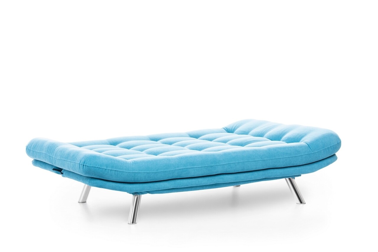 Misa Sofabed Kihúzható Kanapé, Futon, 3 Személyes, 198x128 Cm, Fém, Türkiz