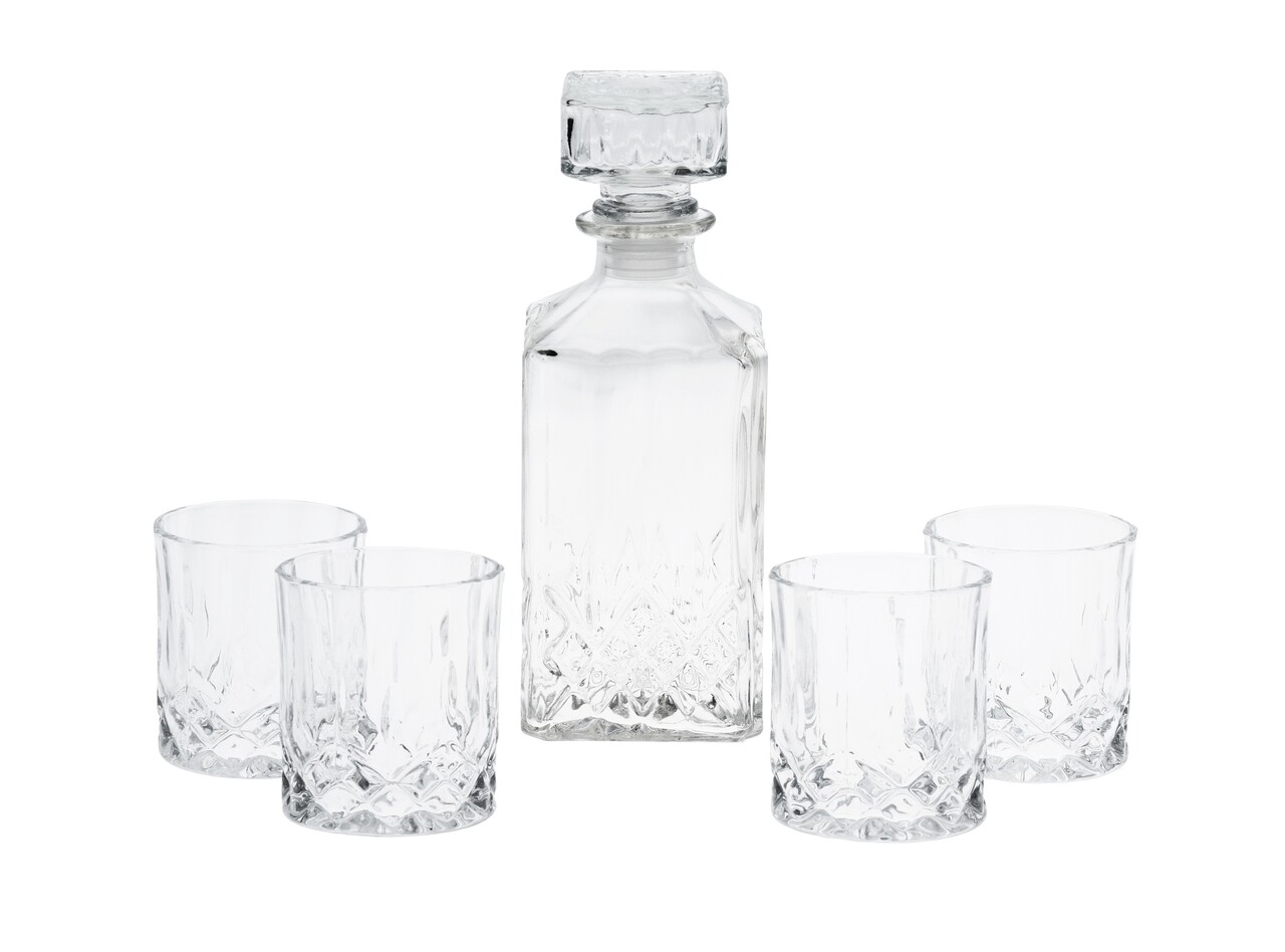4 darabos Whiskys pohár szett és palack, üveg
