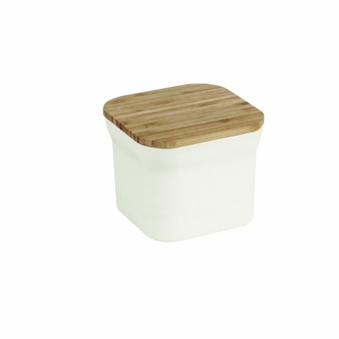Bambusz étel doboz, Jocca, 11,6 x 11,6 x 9,6 cm, bambusz, fehér / natúr