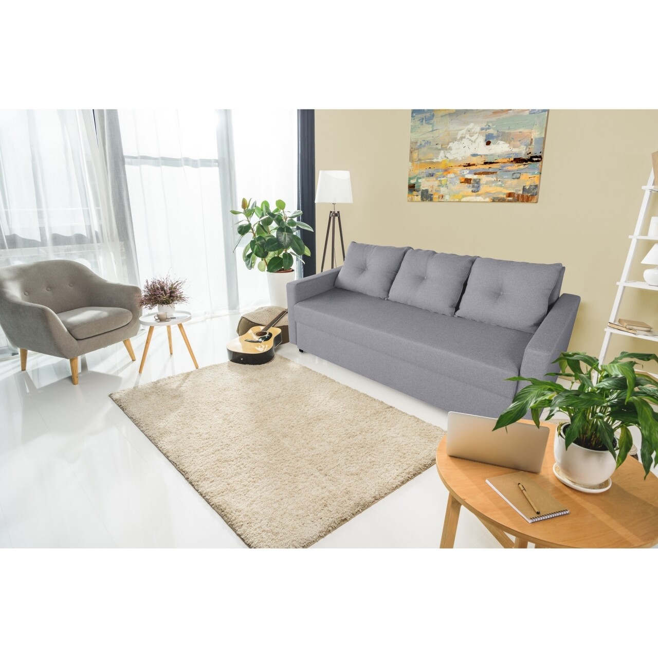 Bedora Firenze Lux Kanapé Grey 218x85x85cm + tárolóládával, szürke