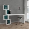 Balance Íróasztal, Decortie, 157x60x143 cm, fehér/türkiz