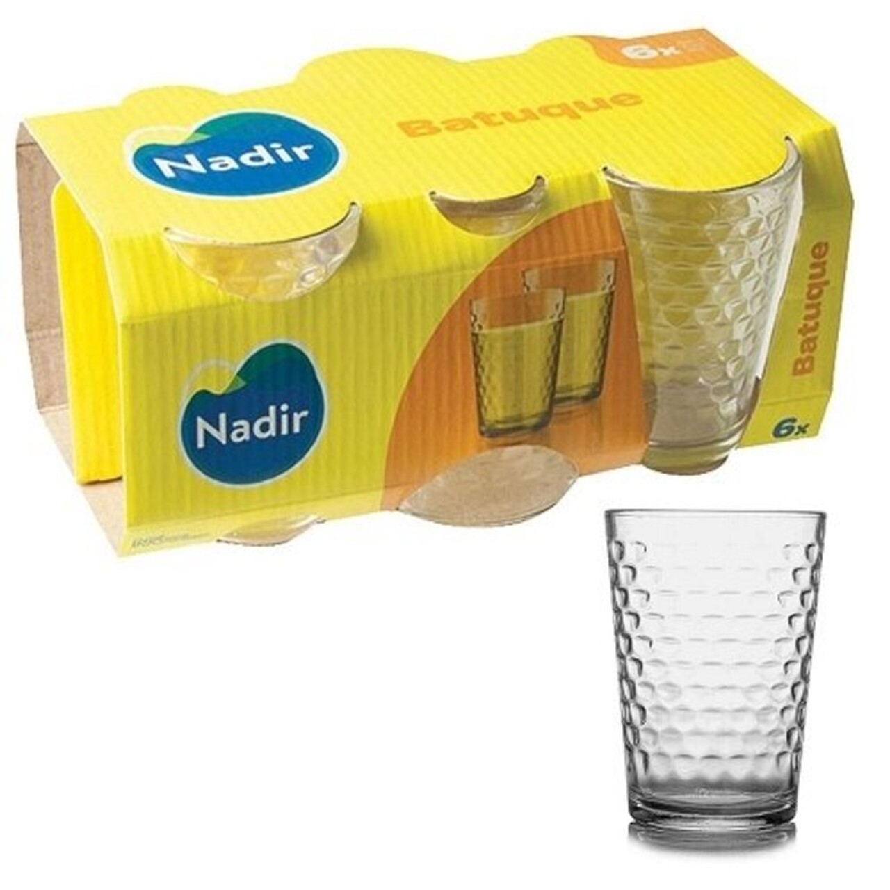 6 Db Nadir Batuque Pohár Készlet, Ellenálló üveg, 280 Ml