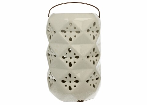 Felinar Biaty , Duo, 27 cm, ceramica/metal, alb