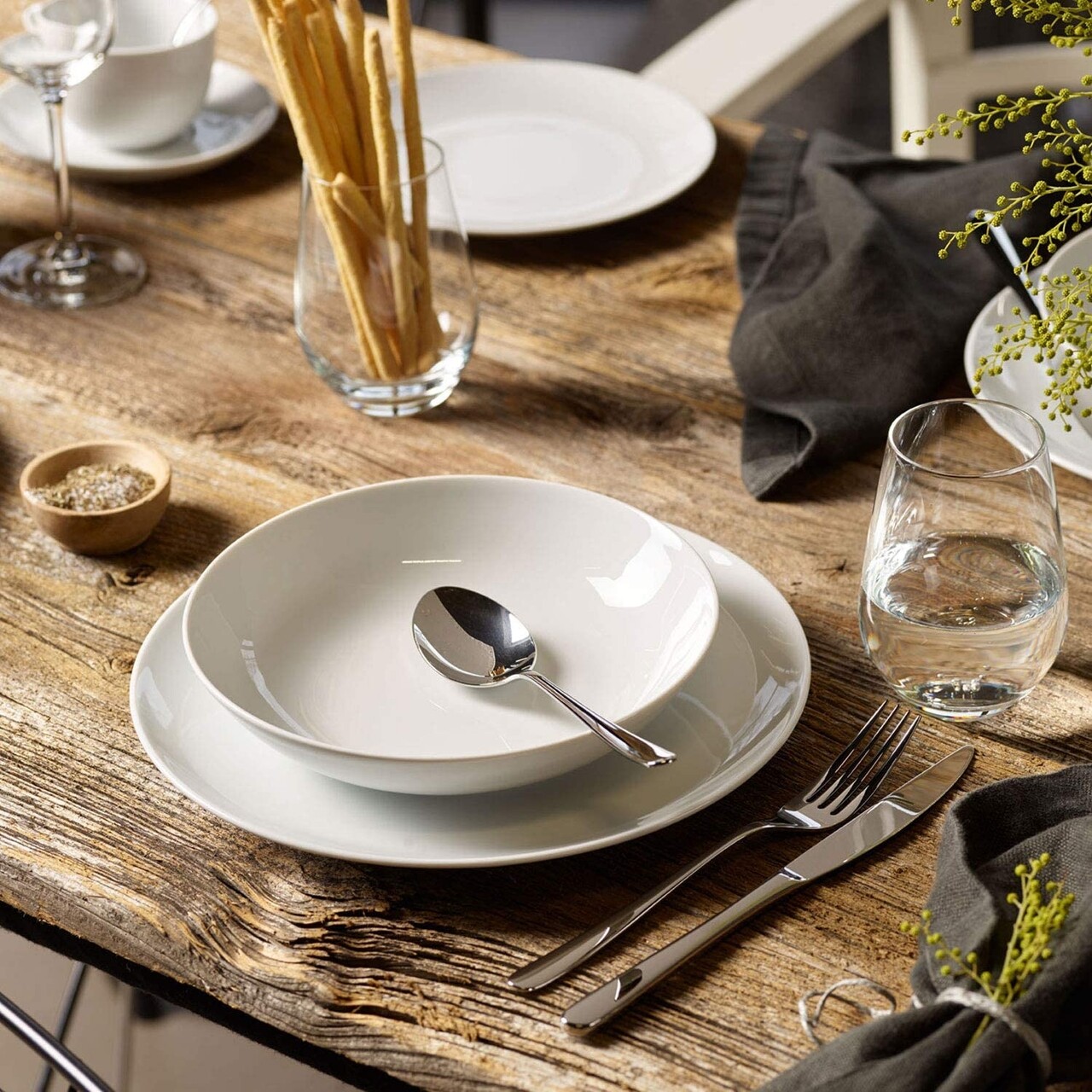 Asztali készlet 12 részes, Like Villeroy & Boch, New Fresh Basic, porcelán, fehér