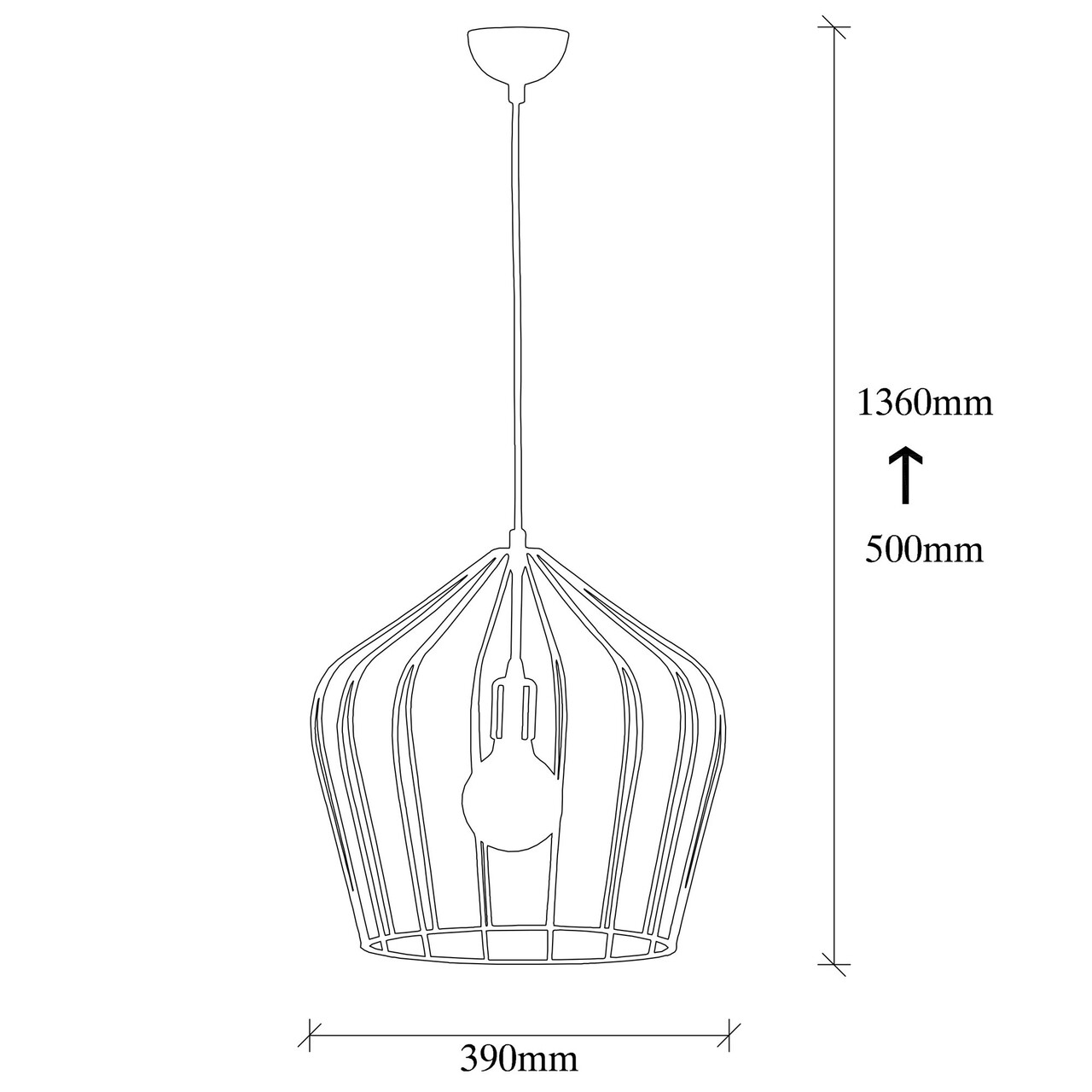 Fellini MR - 742 Csillár, Opviq, 39 X 136 Cm, 1 X E27, 100W, Fekete