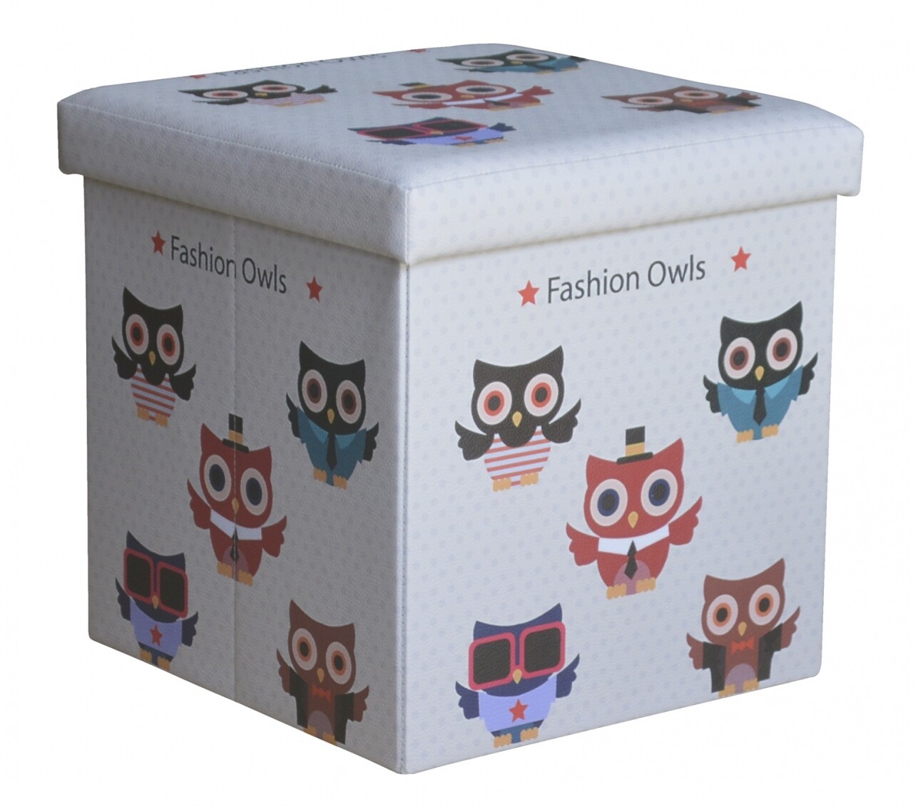 Taburet Pliabil Cu Spatiu De Depozitare Big Owls, Heinner Home, 37.5 X 38 X 38 Cm, PVC, Multicolor