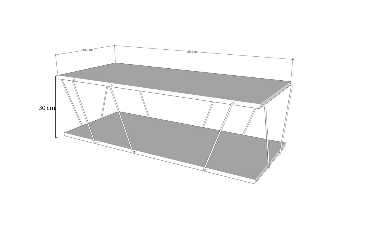 Labranda Dohányzóasztal, Kalune Design, 120x50x30 Cm, Fehér/fekete