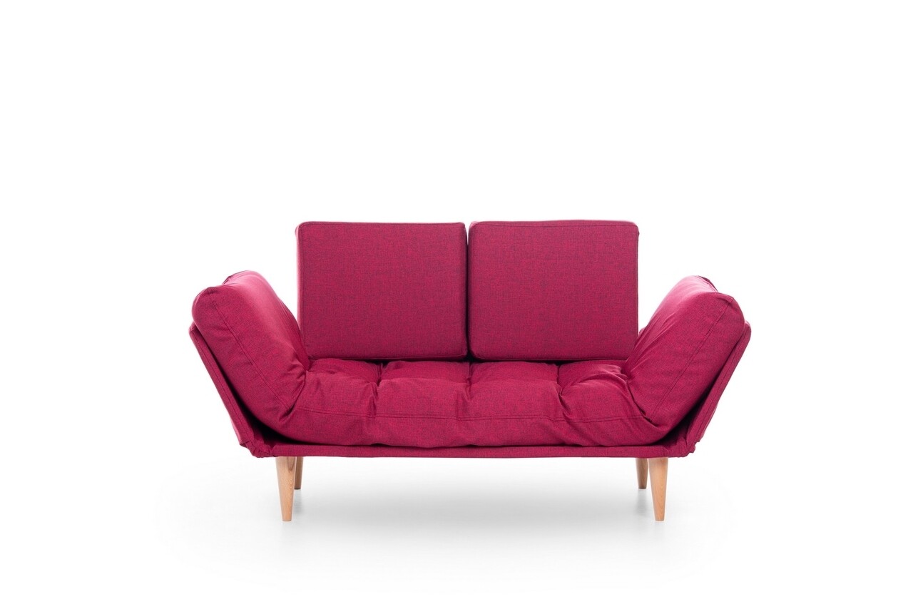 Nina Daybed Kihúzható Kanapé, Futon, 3 Személyes, 200x70 Cm, Fém, Sötétpiros