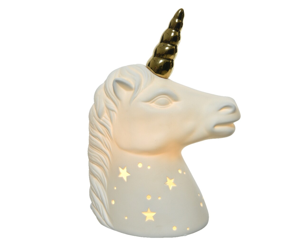 Unicorn asztali lámpa, dekor, 18x11,6x25 cm, porcelán, fehér / arany