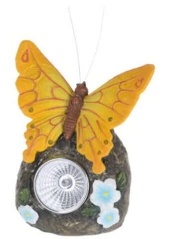 Butterfly kerti napelemes lámpa, 9,5x7x11 cm, polisztirol, sárga